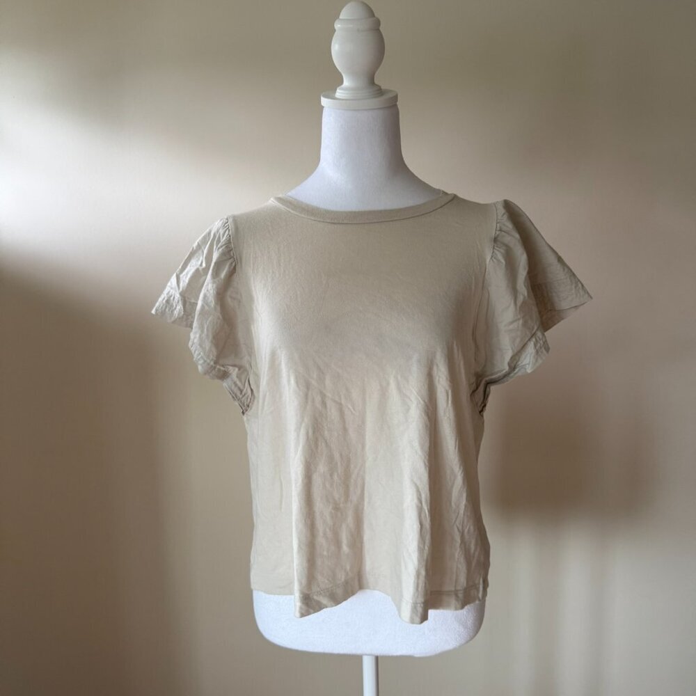 Old Navy Ruffle Sleeve Cotton Tee Womens Medium Casual Lightweight Office Blouse
